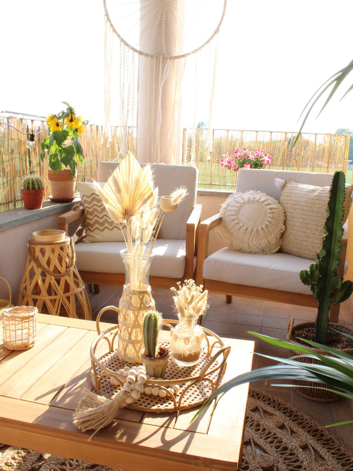 Pallano Garden Lounge Set with Table 4 Seater Acacia Wood Taupe