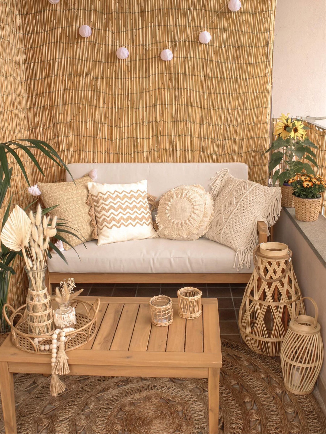 Pallano Garden Lounge Set with Table 4 Seater Acacia Wood Taupe
