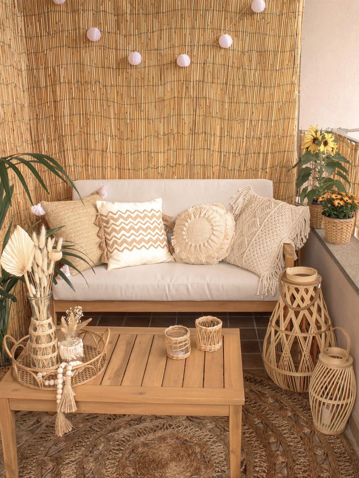Pallano Garden Lounge Set with Table 4 Seater Acacia Wood Taupe