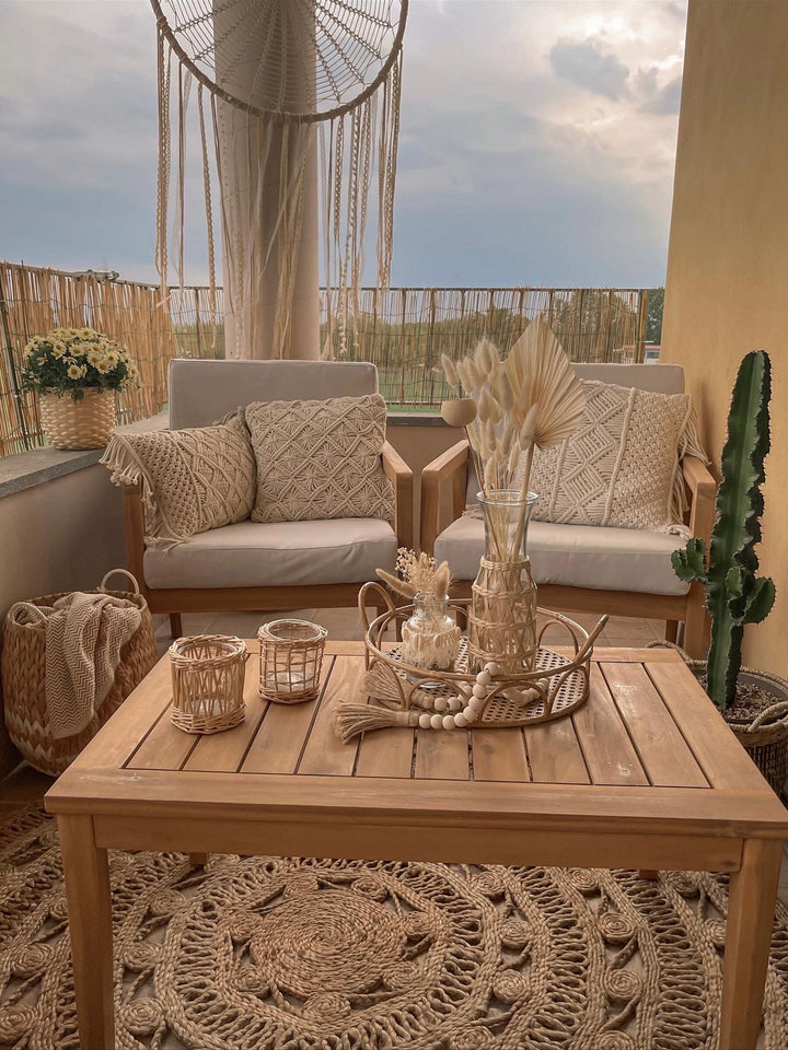 Pallano Garden Lounge Set with Table 4 Seater Acacia Wood Taupe
