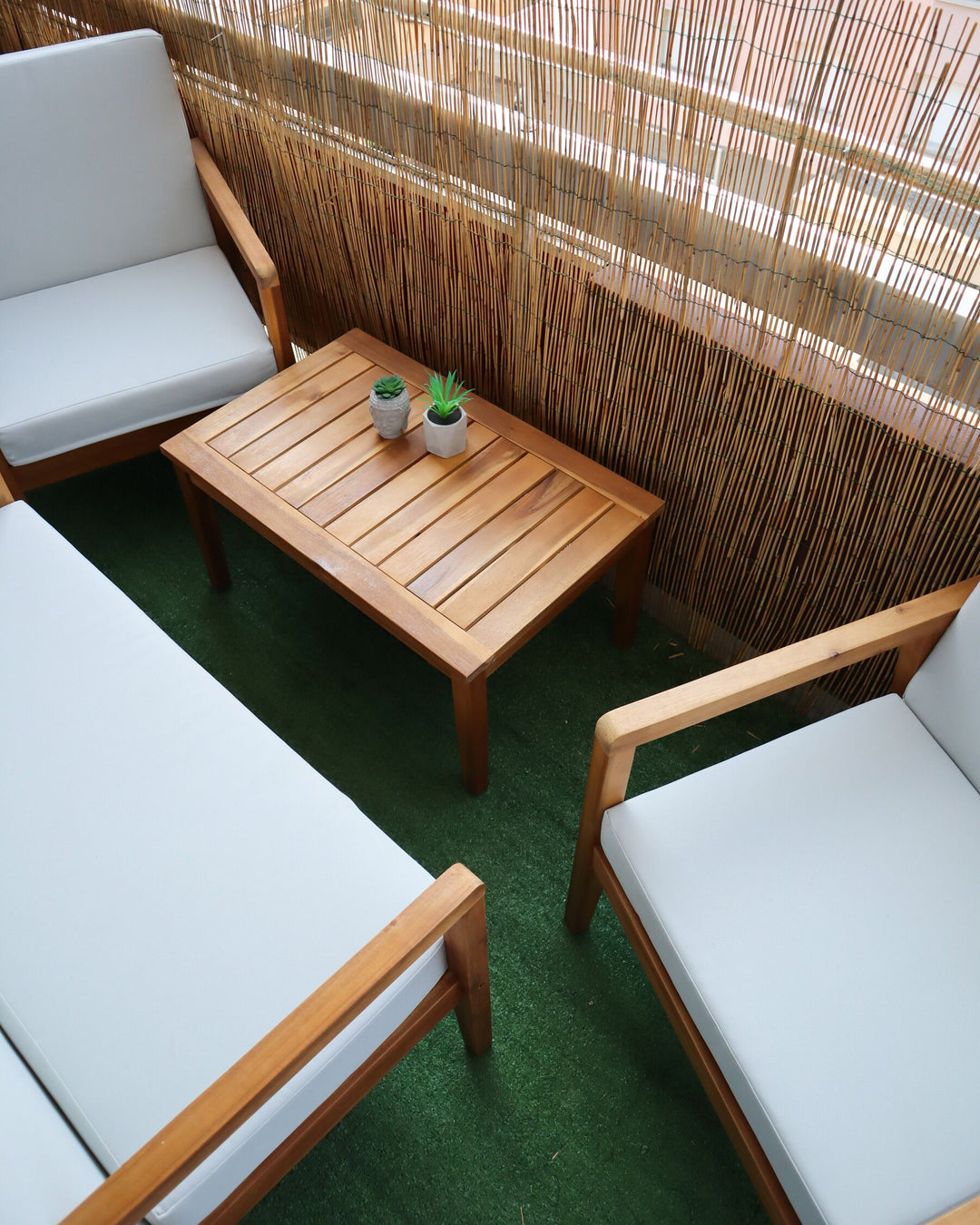 Pallano Garden Lounge Set with Table 4 Seater Acacia Wood Taupe