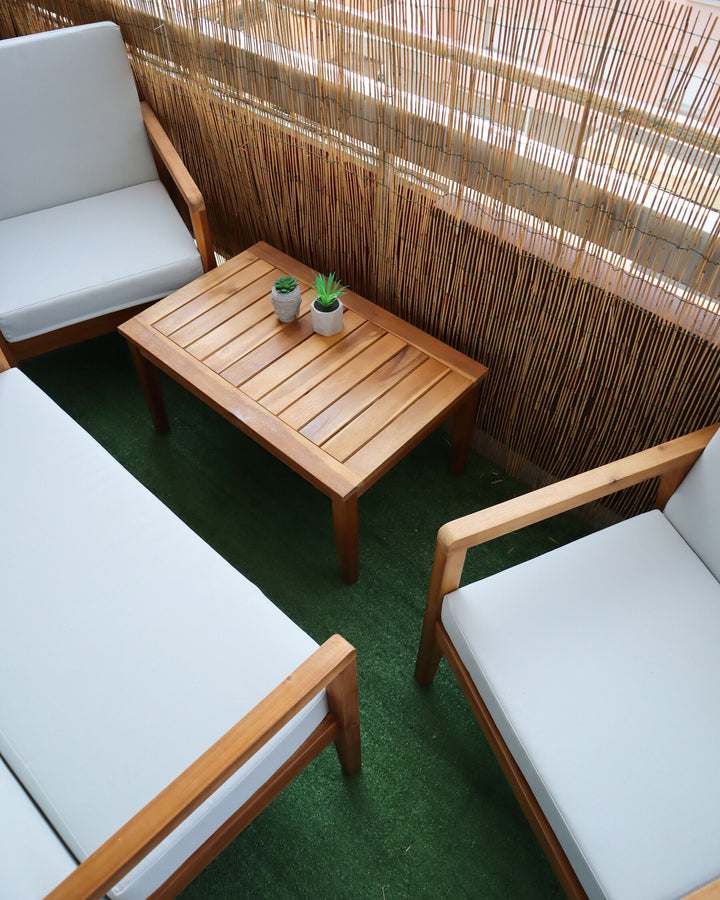 Pallano Garden Lounge Set with Table 4 Seater Acacia Wood Taupe