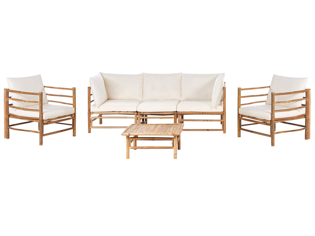 Cerreto Garden Lounge Set with Table 5 Seater Bamboo Wood Off-White