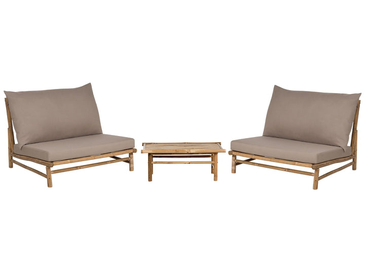 Todi Garden Lounge Set with Table 2 Seater Bamboo Wood Taupe