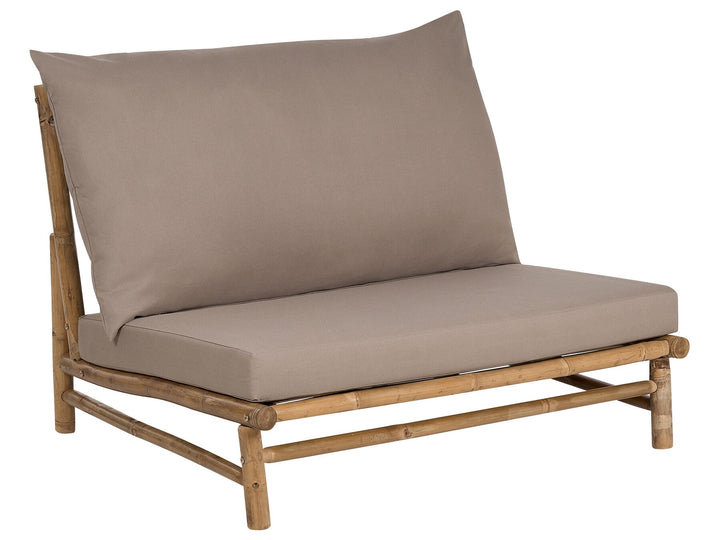 Todi Garden Lounge Set with Table 2 Seater Bamboo Wood Taupe