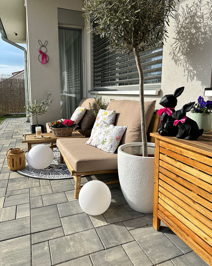 Todi Garden Lounge Set with Table 2 Seater Bamboo Wood Taupe