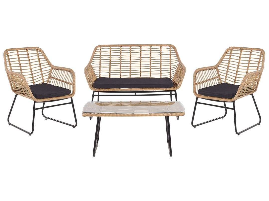 Minori Garden Lounge Set with Table 4 Seater PE Rattan Beige