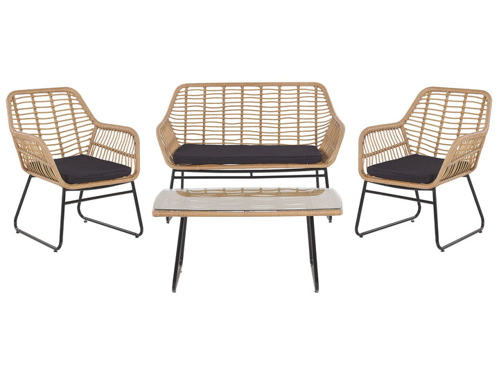 Minori Garden Lounge Set with Table 4 Seater PE Rattan Beige