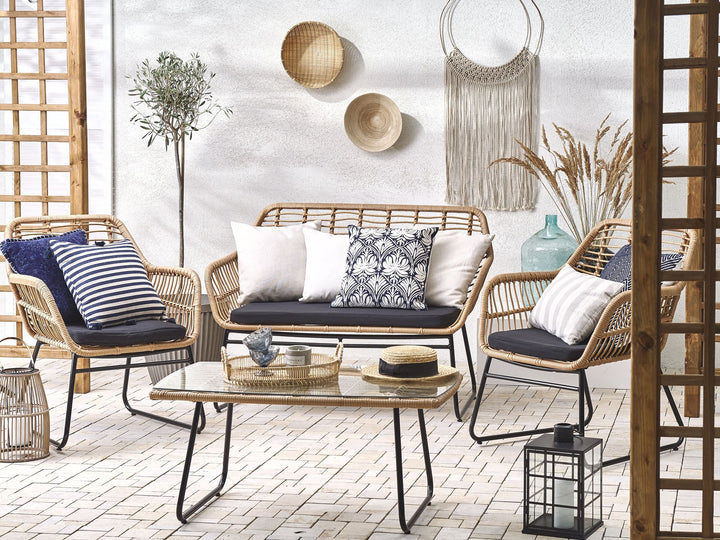 Minori Garden Lounge Set with Table 4 Seater PE Rattan Beige