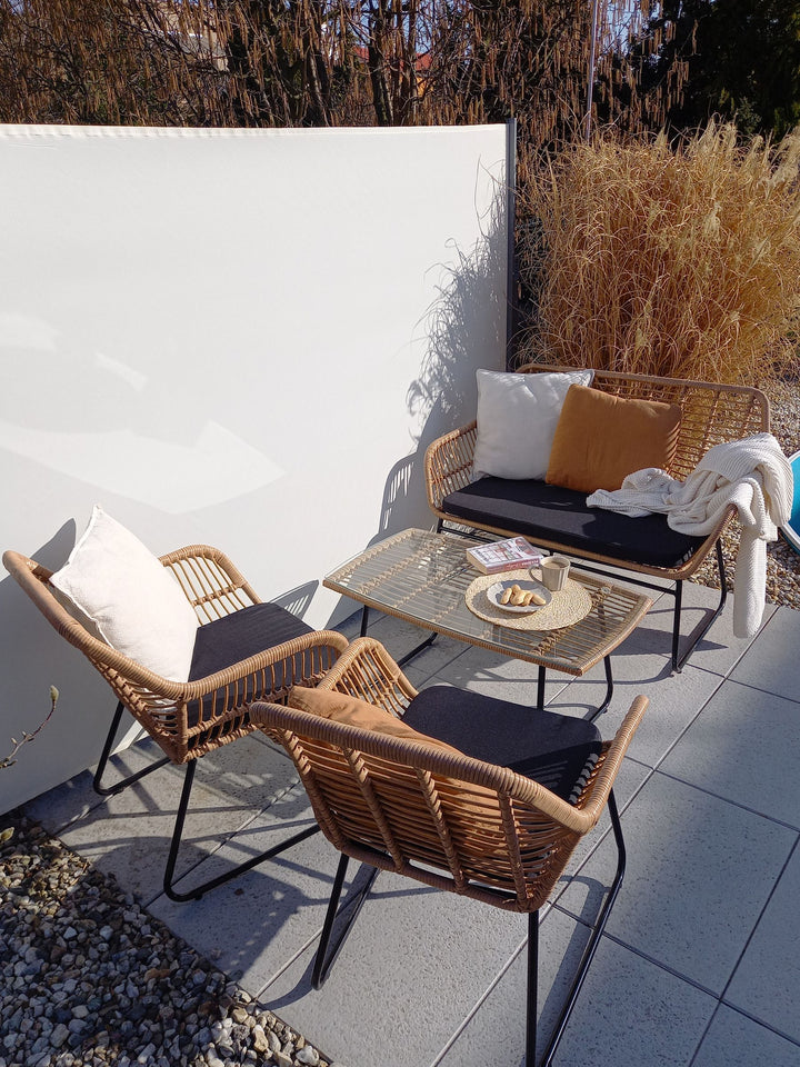 Minori Garden Lounge Set with Table 4 Seater PE Rattan Beige