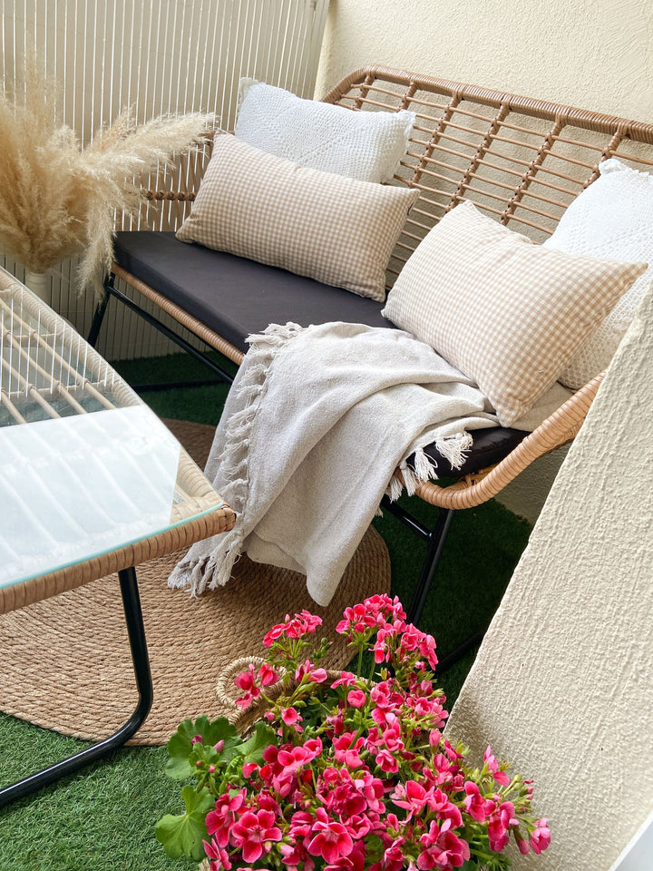Minori Garden Lounge Set with Table 4 Seater PE Rattan Beige