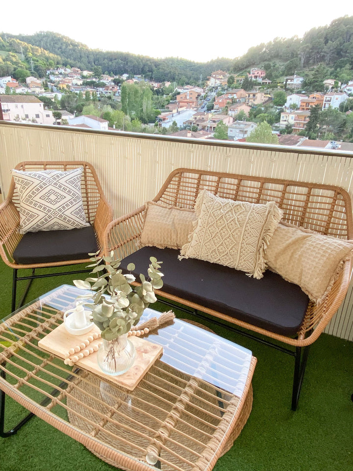 Minori Garden Lounge Set with Table 4 Seater PE Rattan Beige
