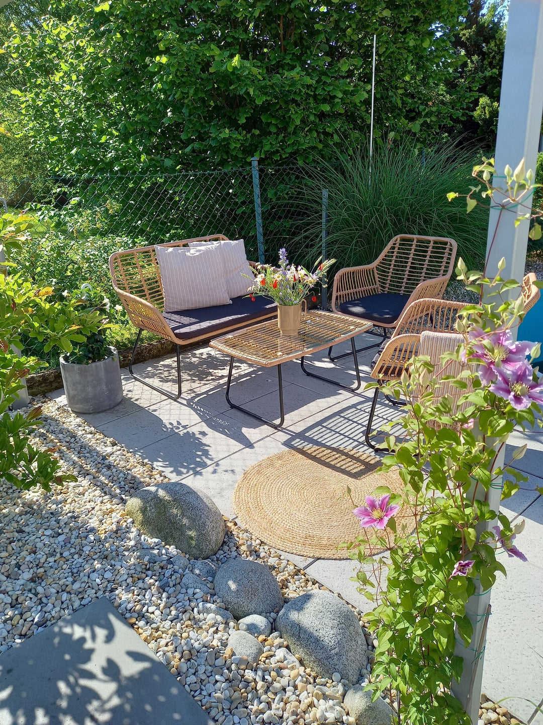 Minori Garden Lounge Set with Table 4 Seater PE Rattan Beige