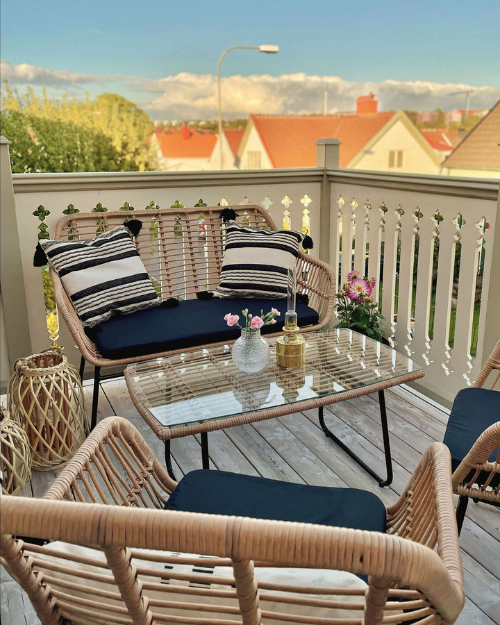 Minori Garden Lounge Set with Table 4 Seater PE Rattan Beige