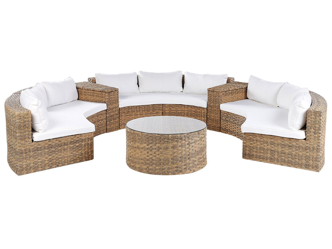 Severo Garden Lounge Set with Table 9 Seater PE Rattan Golden Brown