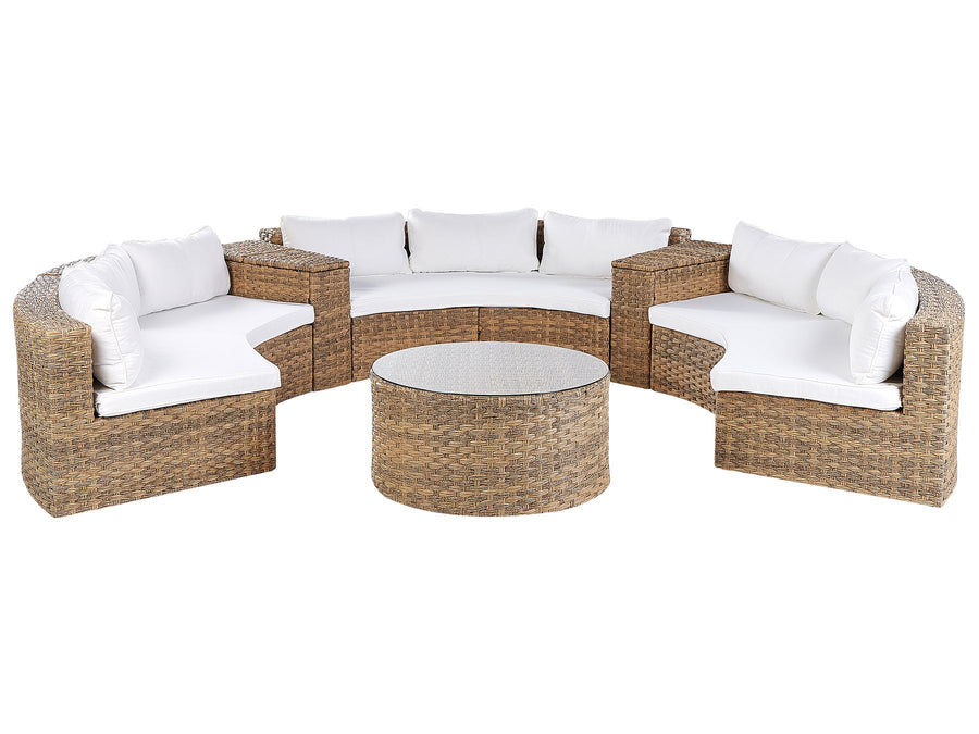 Severo Garden Lounge Set with Table 9 Seater PE Rattan Golden Brown