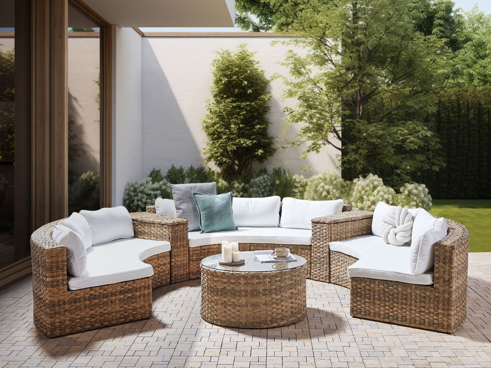 Severo Garden Lounge Set with Table 9 Seater PE Rattan Golden Brown