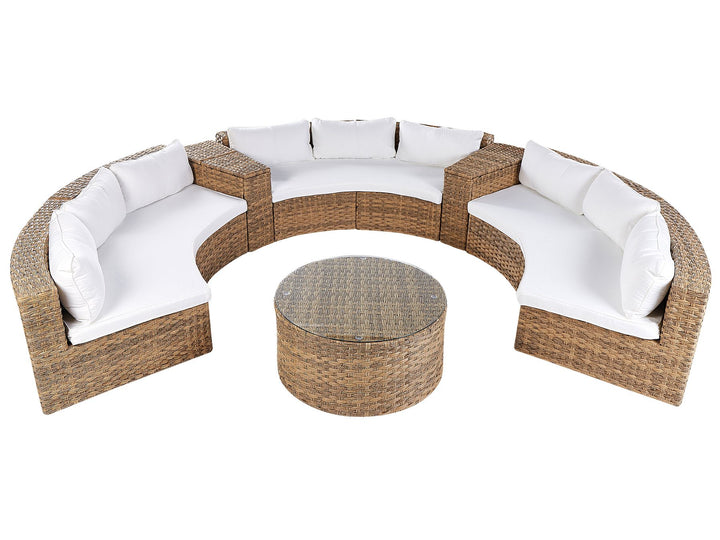 Severo Garden Lounge Set with Table 9 Seater PE Rattan Golden Brown
