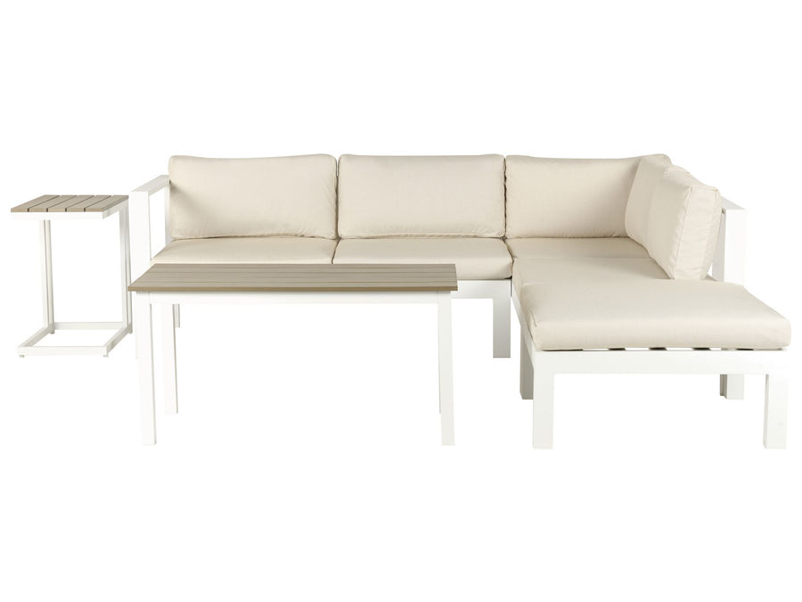 Messina Garden Corner Sofa with Table 5 Seater Left Hand Metal Beige