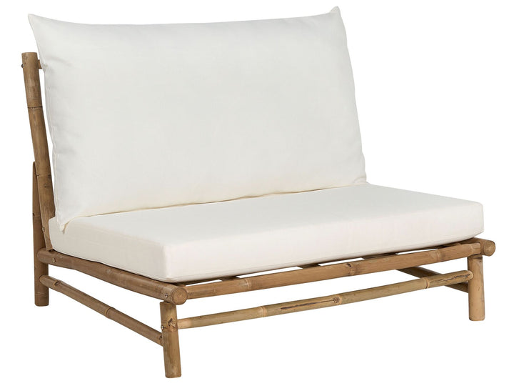 Todi Garden Lounge Set with Table 2 Seater Bamboo Wood Off-White