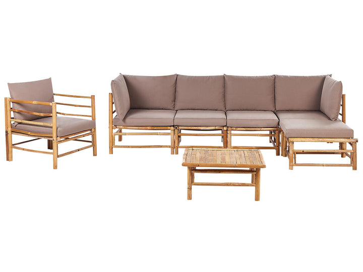 Cerreto Garden Lounge Set with Table 6 Seater Bamboo Wood Taupe