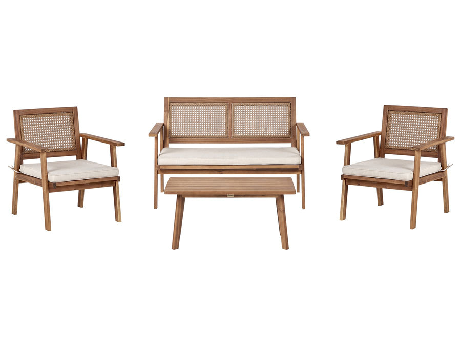 Arenella Garden Lounge Set with Table 4 Seater Certified Acacia Wood Light Beige