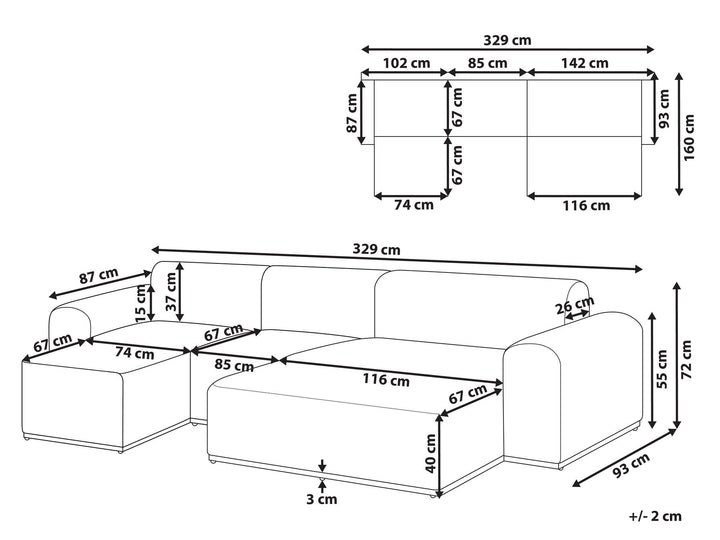 Battifollo Garden Corner Sofa with Ottoman 7 Seater Modular Olive Green