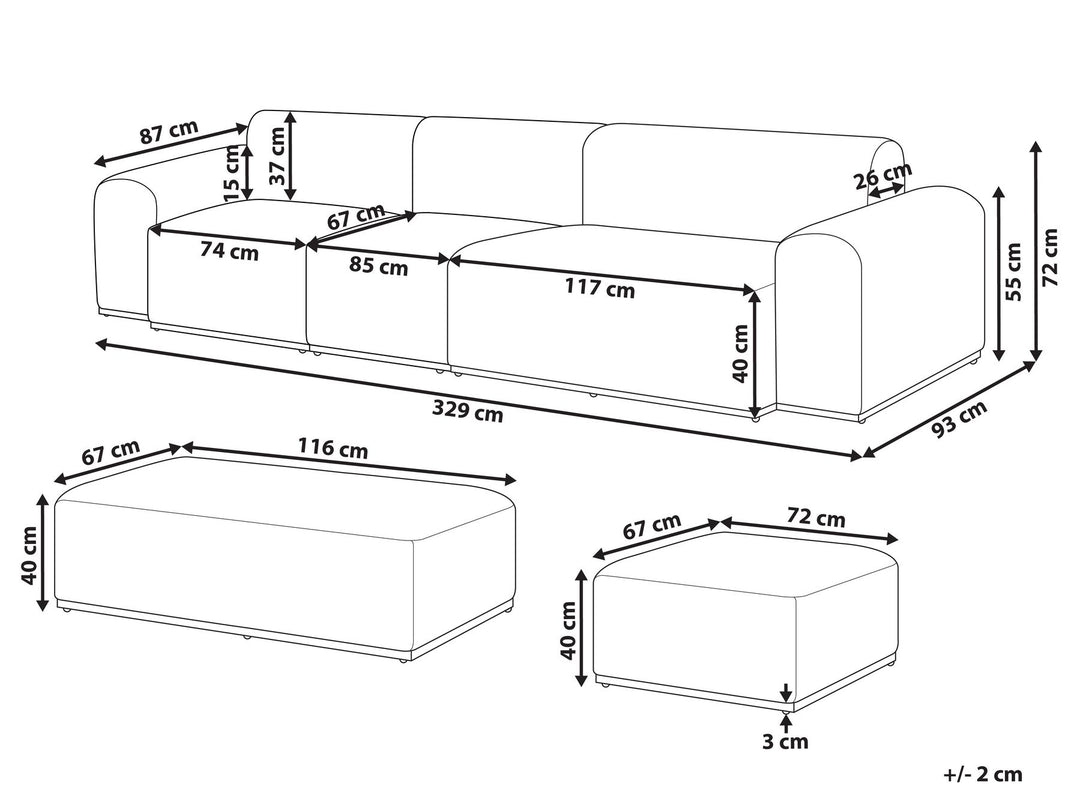 Battifollo Garden Corner Sofa with Ottoman 7 Seater Modular Olive Green