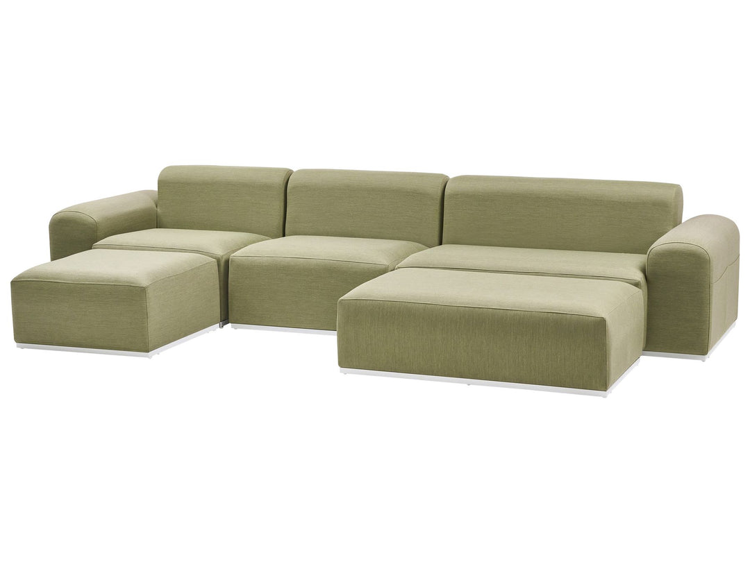 Battifollo Garden Corner Sofa with Ottoman 7 Seater Modular Olive Green