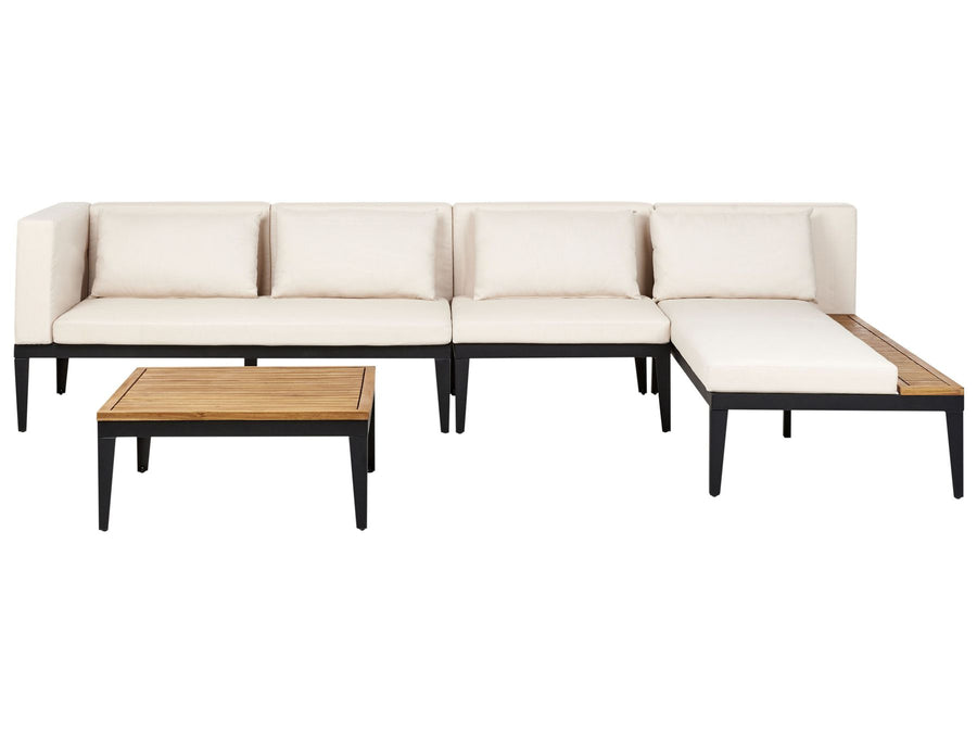 Bracciano Garden Corner Sofa with Table 4 Seater Left Hand Certified Acacia Wood Light Beige