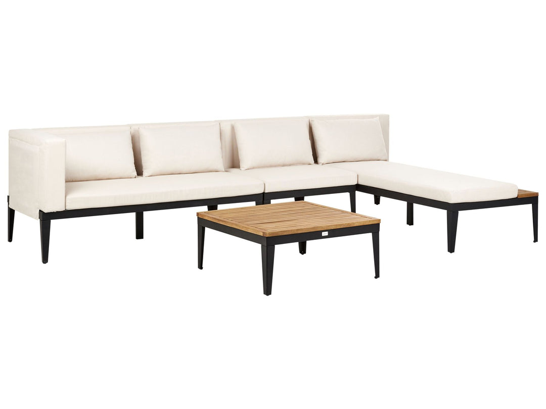 Bracciano Garden Corner Sofa with Table 4 Seater Left Hand Certified Acacia Wood Light Beige