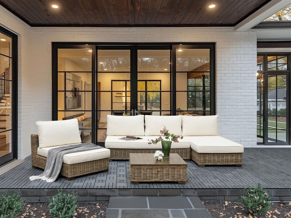 Varallo Garden Lounge Set with Table 4 Seater Left Hand Rattan Grey