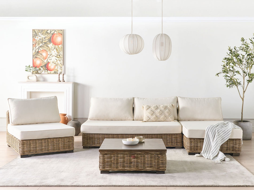 Varallo Garden Lounge Set with Table 4 Seater Left Hand Rattan Grey