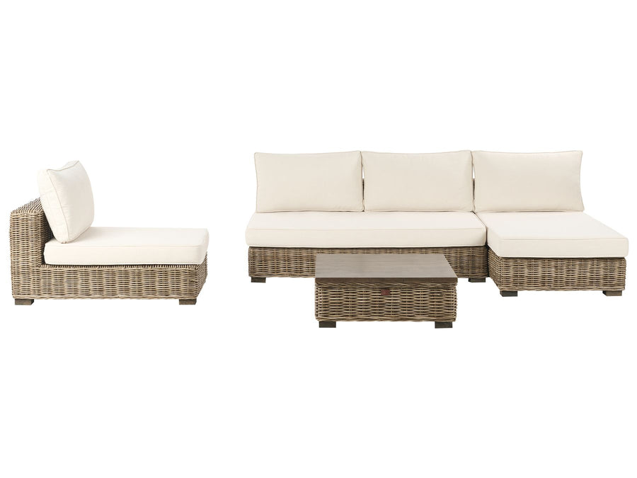 Varallo Garden Lounge Set with Table 4 Seater Left Hand Rattan Grey