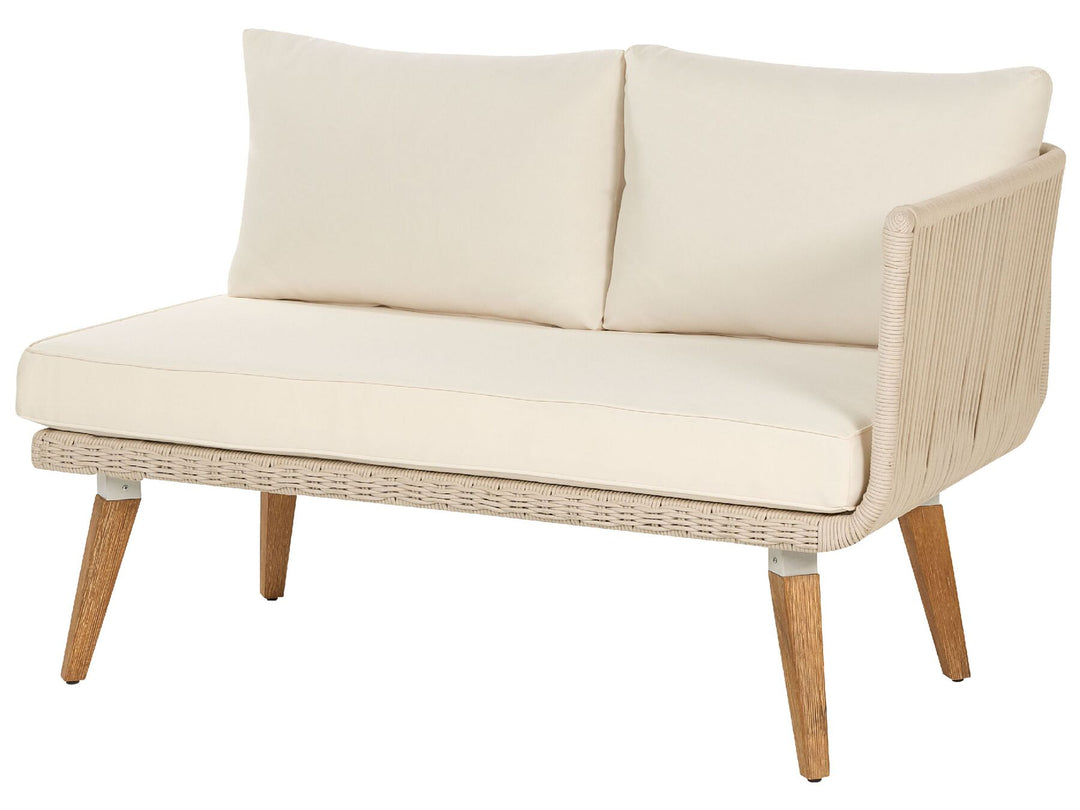 Alcamo Garden Corner Sofa with Table 5 Seater Left Hand Acacia Wood Beige