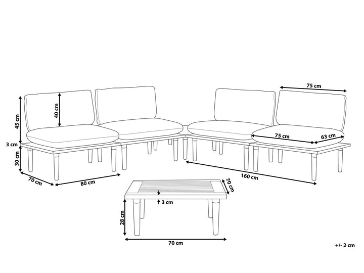 Frascati Garden Lounge Set with Table 4 Seater Certified Acacia Wood Olive Green