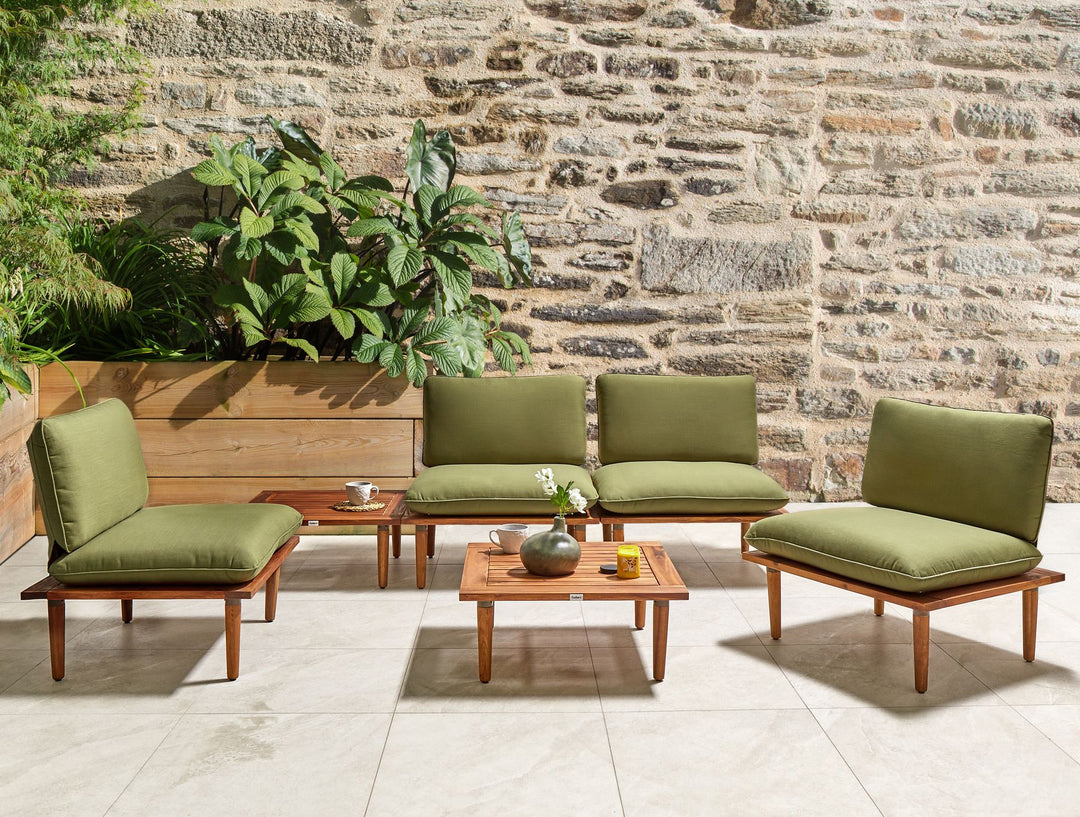 Frascati Garden Lounge Set with Table 4 Seater Certified Acacia Wood Olive Green