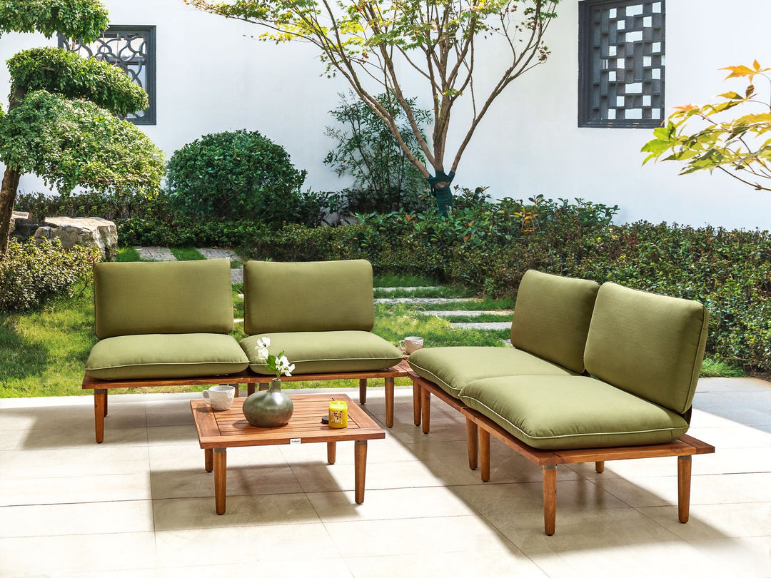Frascati Garden Lounge Set with Table 4 Seater Certified Acacia Wood Olive Green