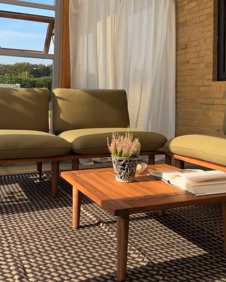 Frascati Garden Lounge Set with Table 4 Seater Certified Acacia Wood Olive Green