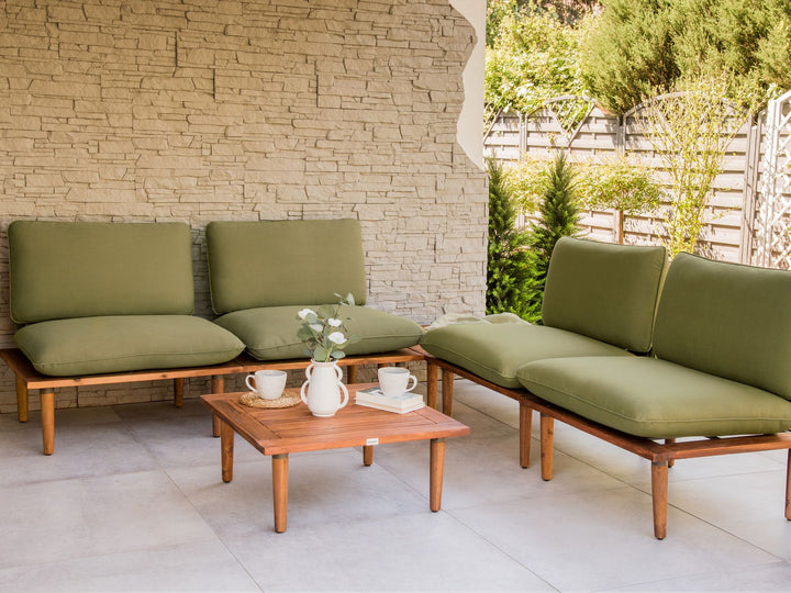 Frascati Garden Lounge Set with Table 4 Seater Certified Acacia Wood Olive Green