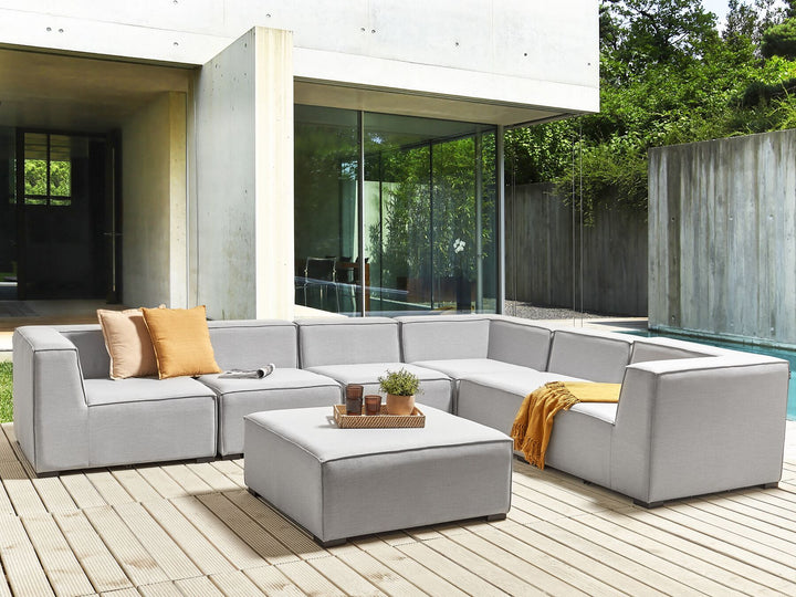 Arezzo Garden Corner Sofa with Ottoman 7 Seater Left Hand Modular Light Grey