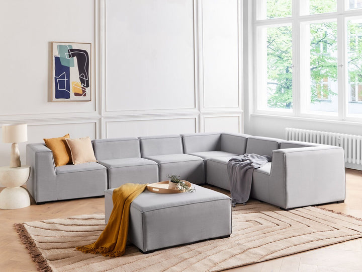Arezzo Garden Corner Sofa with Ottoman 7 Seater Left Hand Modular Light Grey