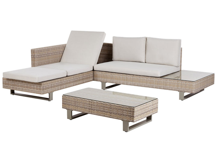 Lanciano Garden Corner Sofa with Table 5 Seater Right Hand PE Rattan Off-White