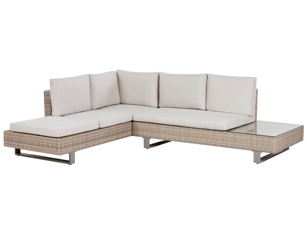 Lanciano Garden Corner Sofa with Table 5 Seater Right Hand PE Rattan Off-White