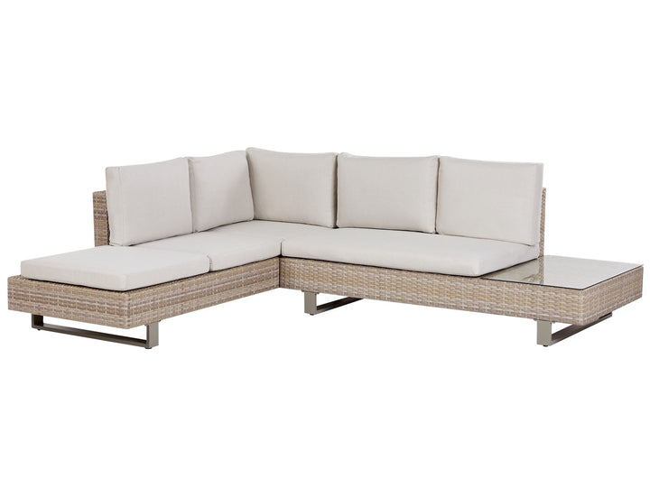 Lanciano Garden Corner Sofa with Table 5 Seater Right Hand PE Rattan Off-White