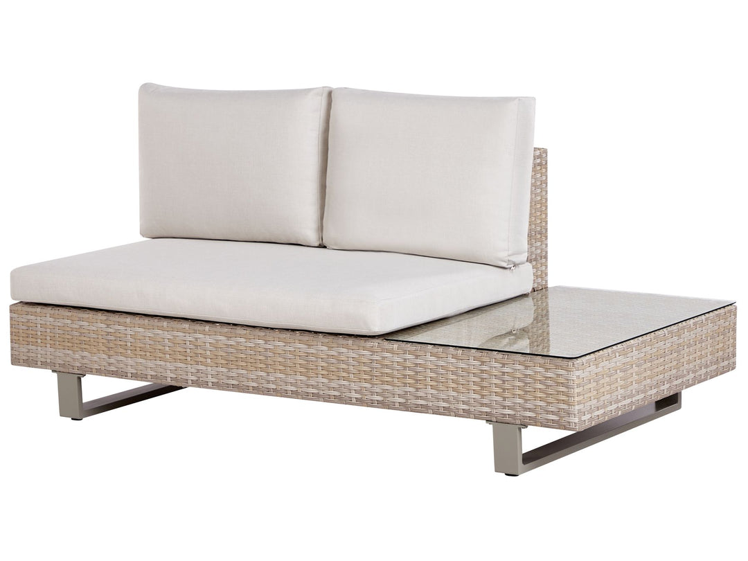 Lanciano Garden Corner Sofa with Table 5 Seater Right Hand PE Rattan Off-White