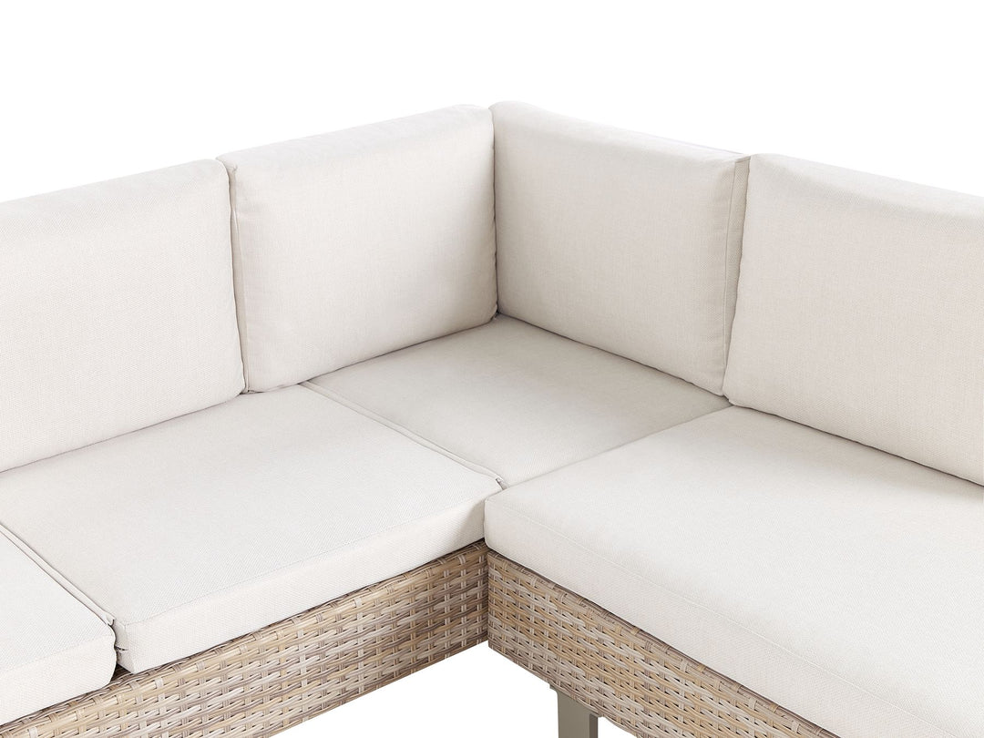 Lanciano Garden Corner Sofa with Table 5 Seater Right Hand PE Rattan Off-White