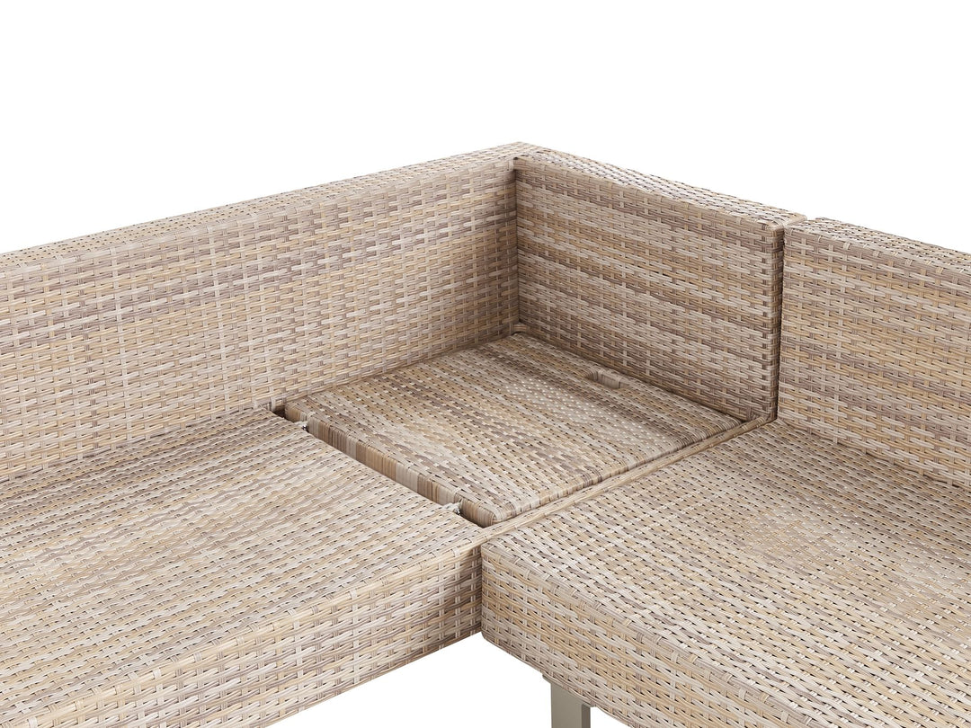 Lanciano Garden Corner Sofa with Table 5 Seater Right Hand PE Rattan Off-White