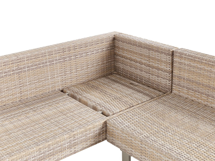 Lanciano Garden Corner Sofa with Table 5 Seater Right Hand PE Rattan Off-White
