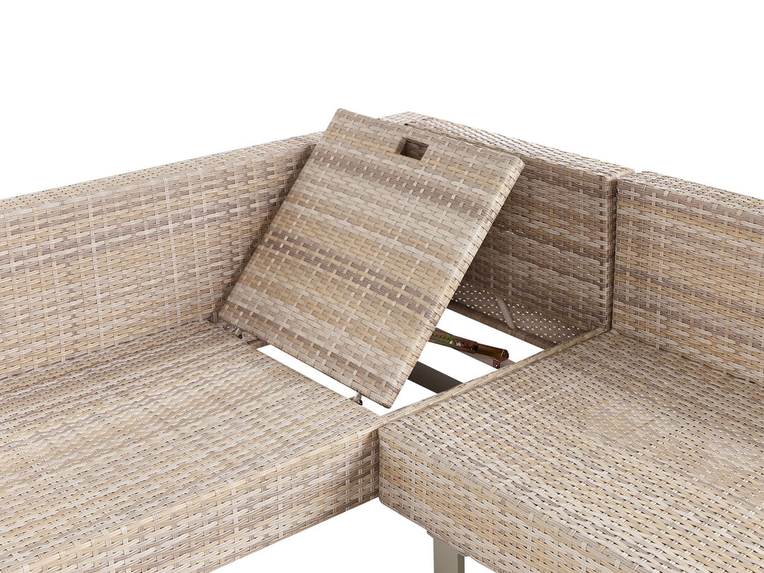 Lanciano Garden Corner Sofa with Table 5 Seater Right Hand PE Rattan Off-White
